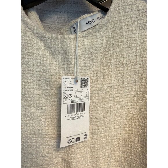NWT Mango Tweed Cream Sleeveless Shift Dress Size 0 - Picture 2 of 3